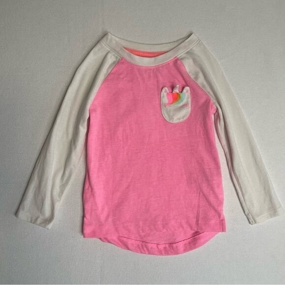 Cat & Jack Unicorn Raglan Tee pink white girls Size 2T - Picture 6 of 6